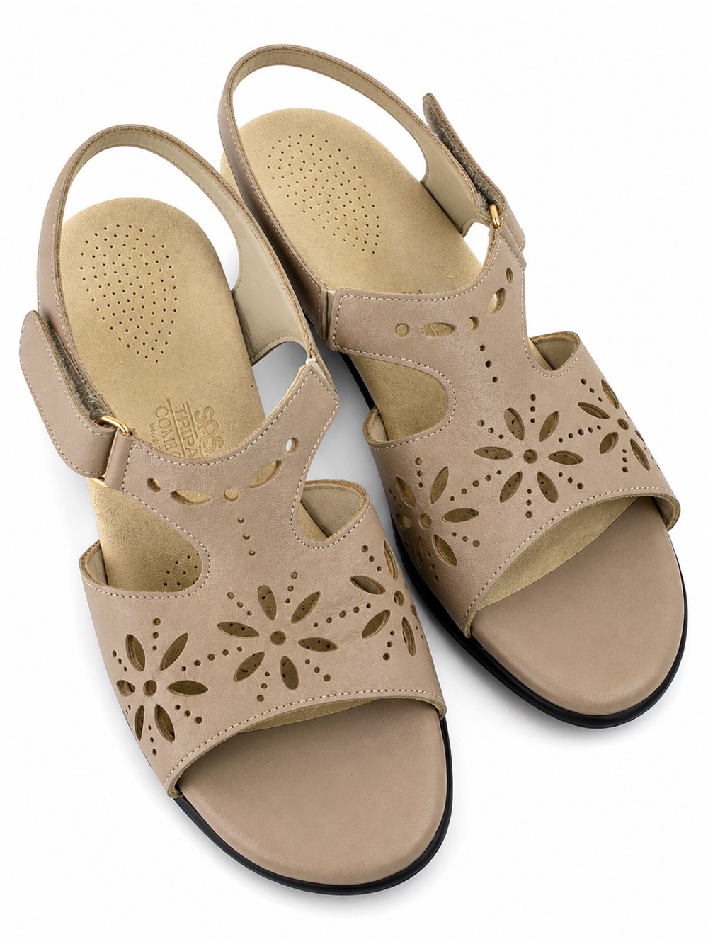 SAS Tripad Comfort Sunburst Sandals Womens 9M Beige Leather Slingback USA